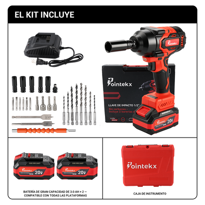 Pointekx Llave eléctrica sin escobillas ZS POINTEKX 3.0A 20V, 1000 nm, roja y negra, versión mejorada