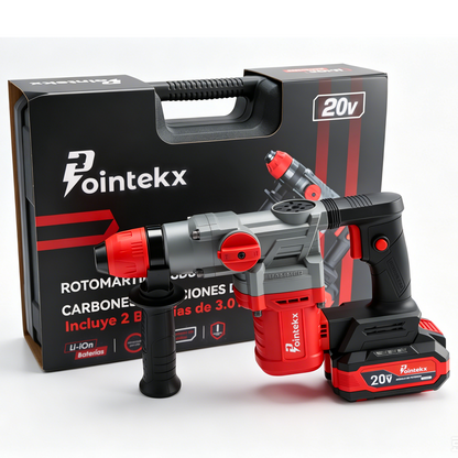 Martillo de batería de iones de litio sin escobillas ZS POINTEKX 28, rojo y negro, versión mejorada