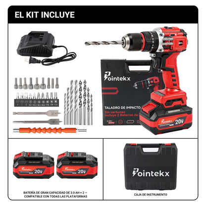 Pointekx Llave eléctrica sin escobillas ZS POINTEKX 3.0A 20V, 450 nm, roja y negra, versión mejorada.