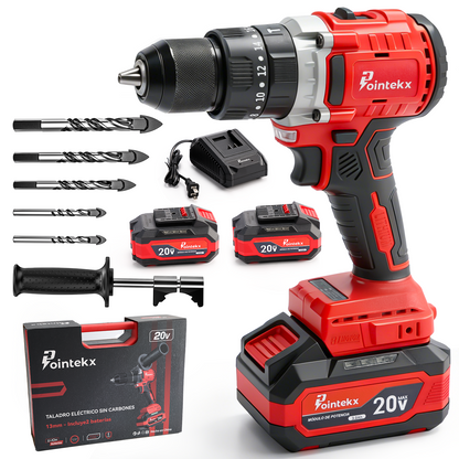 Minitaladro ZS POINTEKX 3.0A de 13 mm, rojo y negro, versión mejorada