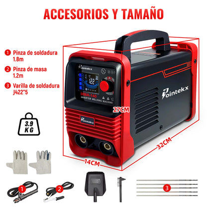 Pointekx Máquina Soldadora Inverter Portátil 110v/220v 140amp
