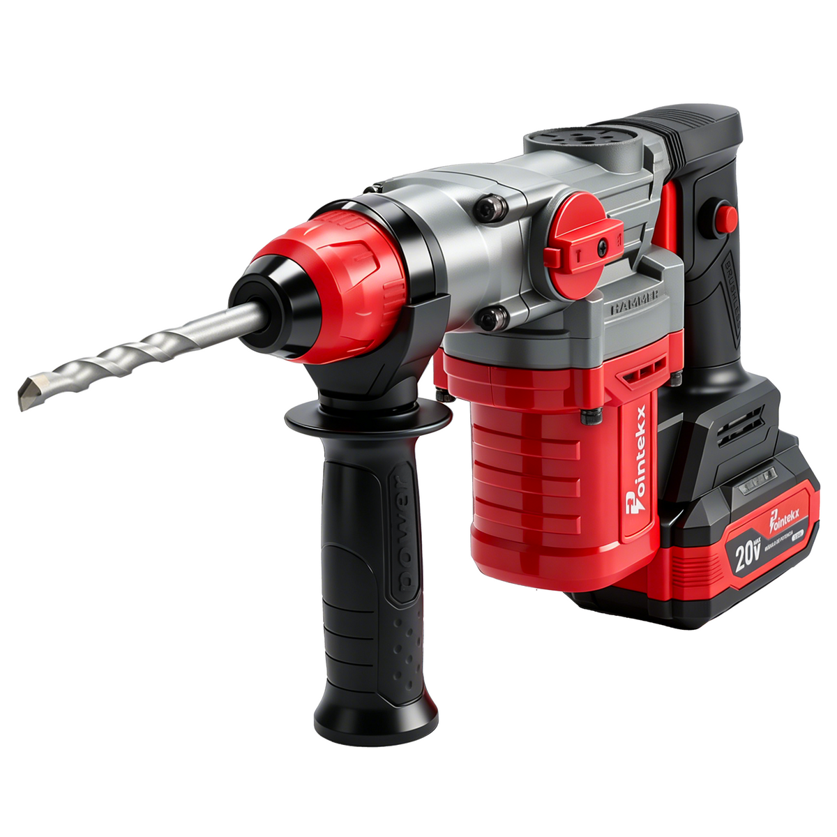 Martillo de batería de iones de litio sin escobillas ZS POINTEKX 28, rojo y negro, versión mejorada