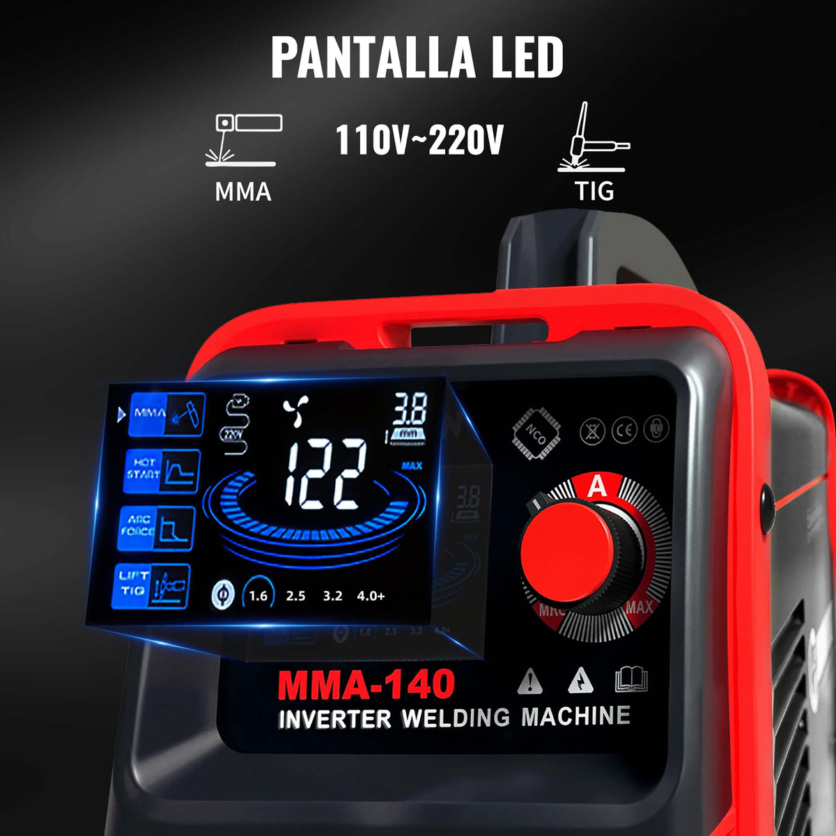 Pointekx Máquina Soldadora Inverter Portátil 110v/220v 140amp