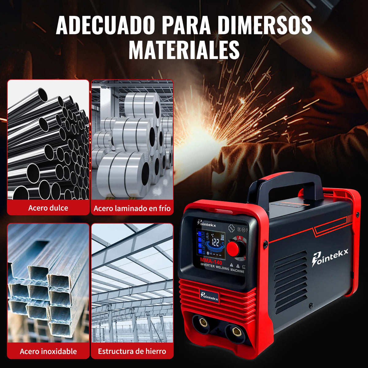 Pointekx Máquina Soldadora Inverter Portátil 110v/220v 140amp