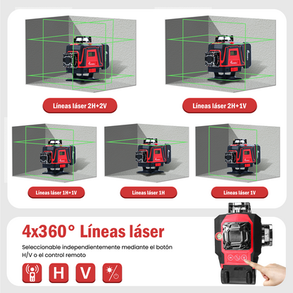 Pointekx Nivel láser de 16 líneas a 360 grados