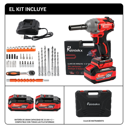 Pointekx Llave eléctrica sin escobillas ZS POINTEKX 3.0A 20V, 450 nm, roja y negra, versión mejorada.