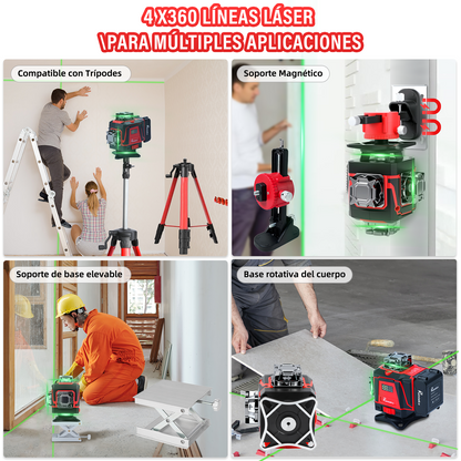 Pointekx Nivel láser de 16 líneas a 360 grados