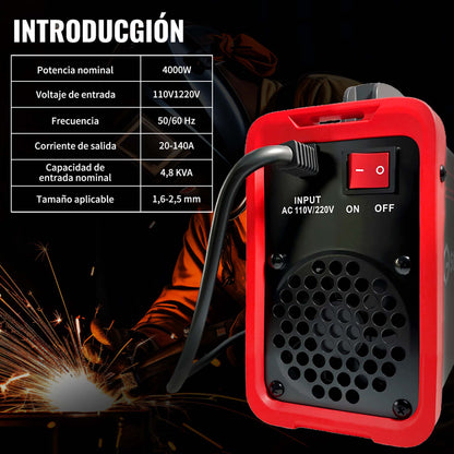 Pointekx Máquina Soldadora Inverter Portátil 110v/220v 140amp