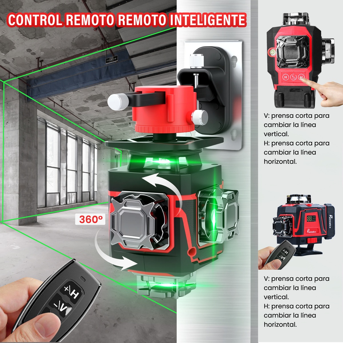 Pointekx Nivel láser de 16 líneas a 360 grados