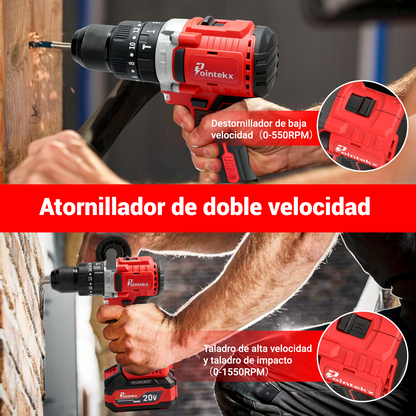 Minitaladro ZS POINTEKX 3.0A de 13 mm, rojo y negro, versión mejorada